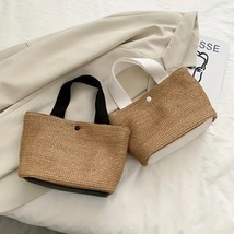 White Small Straw Tote Bags, Lunch Bag Eco Shopping Bag, Casual All-Match  Bag - £15.35 GBP