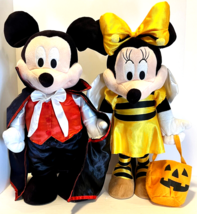Disney Minnie &amp; Mickey Mouse HALLOWEEN Plush Set of 2 Door Greeters - 22” - £58.63 GBP