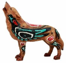 Raven Crow Scavenger Native Tribal Howling Wolf Totem Spirit Figurine 6.... - $25.99