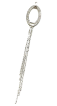 Large Vintage Silver Tone Rhinestone Fringe Chain Pendant - £17.08 GBP