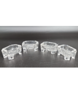 Salt Cellar Dips Open Bowl Footed Clear Cut Glass Rectangular 4 Pcs Vintage - $10.50