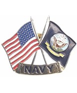 U.S. Navy Pin Crossed US and Navy Flags Enamel Hat And Cap Pin Navy Vet ... - £6.79 GBP
