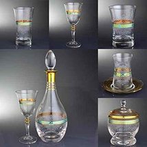 LaModaHome Gilded Complete Glasses Drinking Set Includes Wine, Long Beverage, Wa - £230.16 GBP