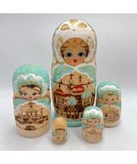 Vintage Wooden Matryoshka Nesting Dolls Set of 5 Hand Painted Folk Art Toy - $250.00