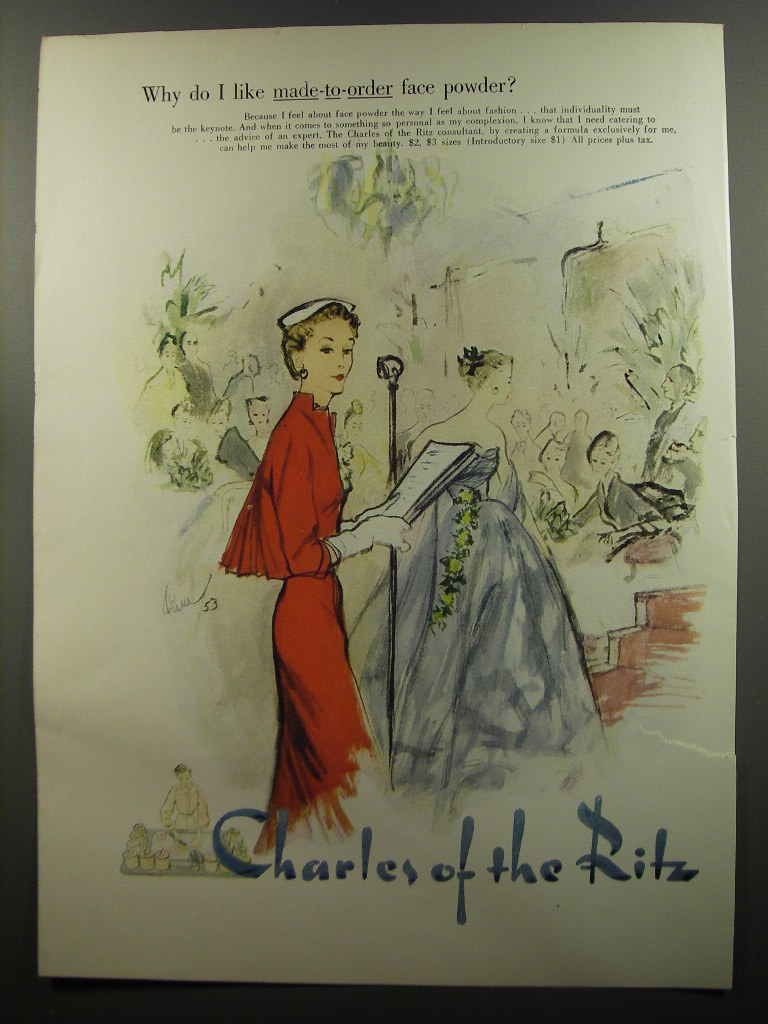 1953 Charles of the Ritz Made-to-order face powder Advertisement - £14.54 GBP