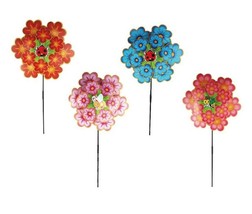 3 pack Windmill Pinwheel Spinner Sunflower Outdoor Garden Flower Pot Dec... - £10.09 GBP