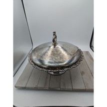 Wm A Rogers By Oneida Ltd Silversmiths 10” Dish Pedestal Bowl w/ Lid Etched - £78.52 GBP