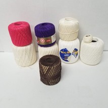 8 Coats Clark Knit-Cro-Sheen Crochet Thread Vintage Pink White Brown Purple Lot - £8.60 GBP