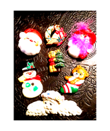 Very Old-Lot of Seven Christmas Brooches - £10.89 GBP