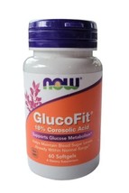 NOW Foods GlucoFit 18% Corosolic Acid 60 Softgels 03/2025 - $12.86