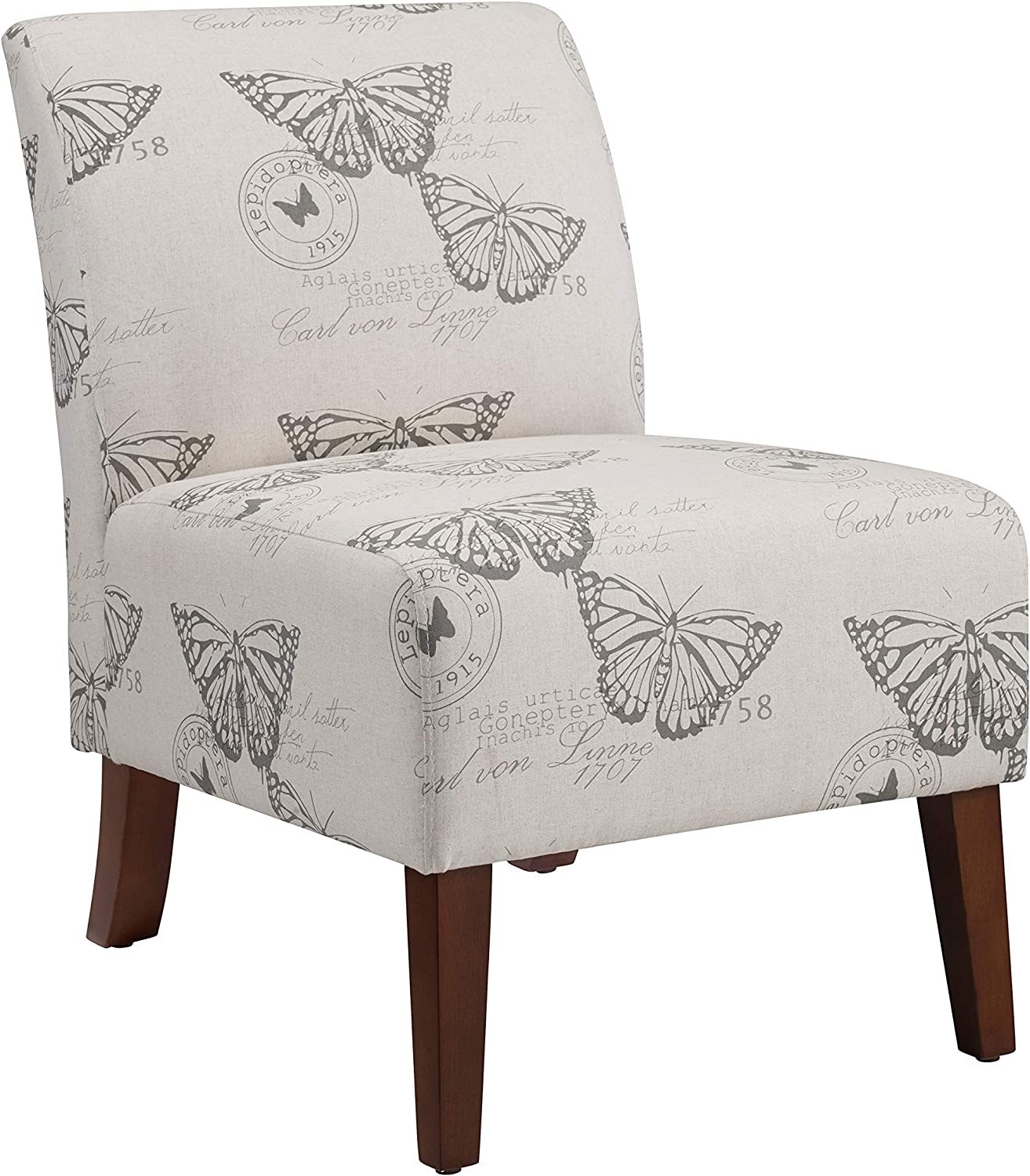 Primary image for Dark Espresso Linen Lily Chair By Linon Butterfly, 21" Wide X 29" Deep X 31"