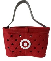 Target Halloween Trick Treat Tote Basket Pail Red Felt Bag Hyde &amp; Eek Bullseye - £24.78 GBP