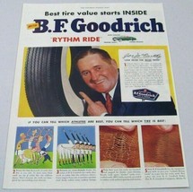 1950 Print Ad BF Goodrich Rythm Ride Tires Baseball Manager Joe McCarthy - £10.39 GBP