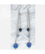 Blue Crystal Glass Pearl Long Dangle Earrings - $26.29 CAD