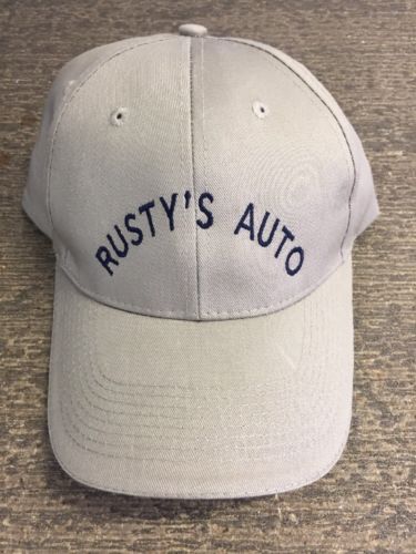 Primary image for Trucker Cap Cool Hat Industrial Rusty's Auto Khaki/Navy lettering