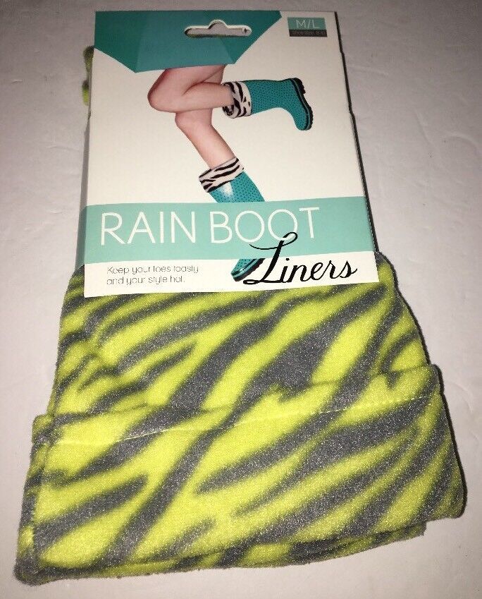 Rain Boot Liners-Green Zebra-Sz M/L 8-10-Keep Your Toes Toasty-SHIPS N 24 Hours