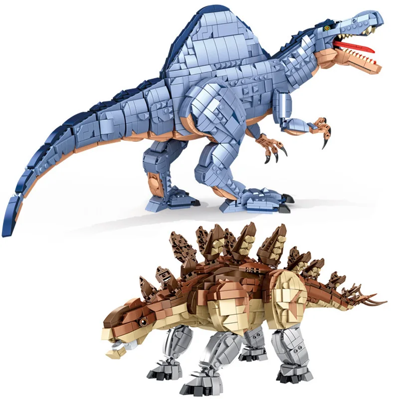 Jurassic Dinosaur World Park Spinosaurus Brontosaurus Model Building Blocks - £184.59 GBP+