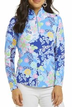 NWT Ladies IBKUL GIA Blue Multi Long Sleeve Mock Golf Shirt - sizes S, X... - $74.99