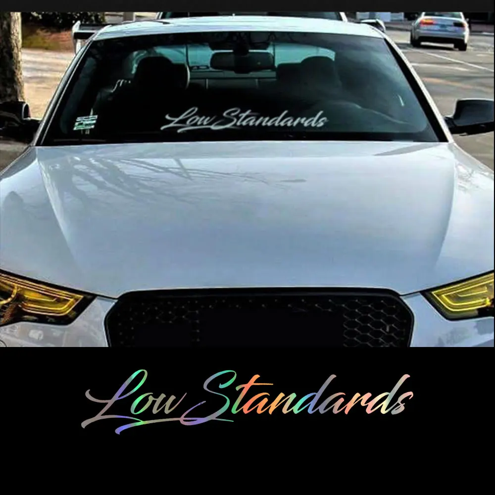 24&quot; Low Standards holographic oil slick chome windshield sticker JDM Mugen decal - $69.07