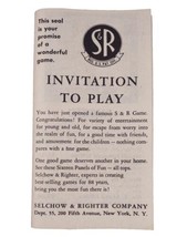 Vintage SELCHOW RIGHTER Board Game Advertising Catalog ~ Invitation to P... - £3.92 GBP