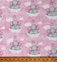 Flannel Elephants Clouds Stars Balloons Kids Cotton Flannel Fabric BTY D282.31 - £7.78 GBP