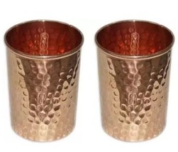 copper glass cup set hammered 250ml each - £19.86 GBP