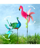 Bird Wind Spinner Yard Stake Flamingo or Peacock Yard Colorful Garden De... - £12.70 GBP+