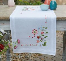DIY Vervaco Spring Wild Flowers Hearts Stamped Embroidery Table Runner Kit - £29.53 GBP