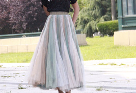 Rainbow Long Tulle Skirt Holiday Outfit Adult Plus Size Rainbow Tulle Maxi Skirt image 11