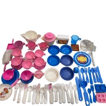 Vintage 80s Fisher Price Pink Tea Party Set Blue Kitchen Pretend Play Lo... - £29.64 GBP