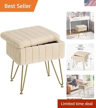 Compact 15.7&quot; Faux Fur Ottoman with Storage for Modern Makeup and Relaxa... - $1,288.86 MXN