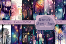 &quot;Whimsical Forest Digital Paper Pack - High-Resolution Printable Backgro... - £1.59 GBP