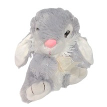 Dan Dee Collector&#39;s Choice Easter Bunny Gray White Bow Plush Stuffed Ani... - £12.42 GBP