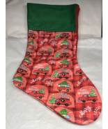 3 Felt Christmas Stocking Red Green Cars Trucks Vans Carrying Trees 16&quot; ... - $15.00