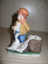 Candle Holder Figurine Statue Boy With Geese Verona Vergasi 1979 - $6.95