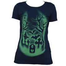 Lowbrow Art Death&#39;s Door Black Green Graveyard Art by Adi Tee T-Shirt S-... - £19.71 GBP