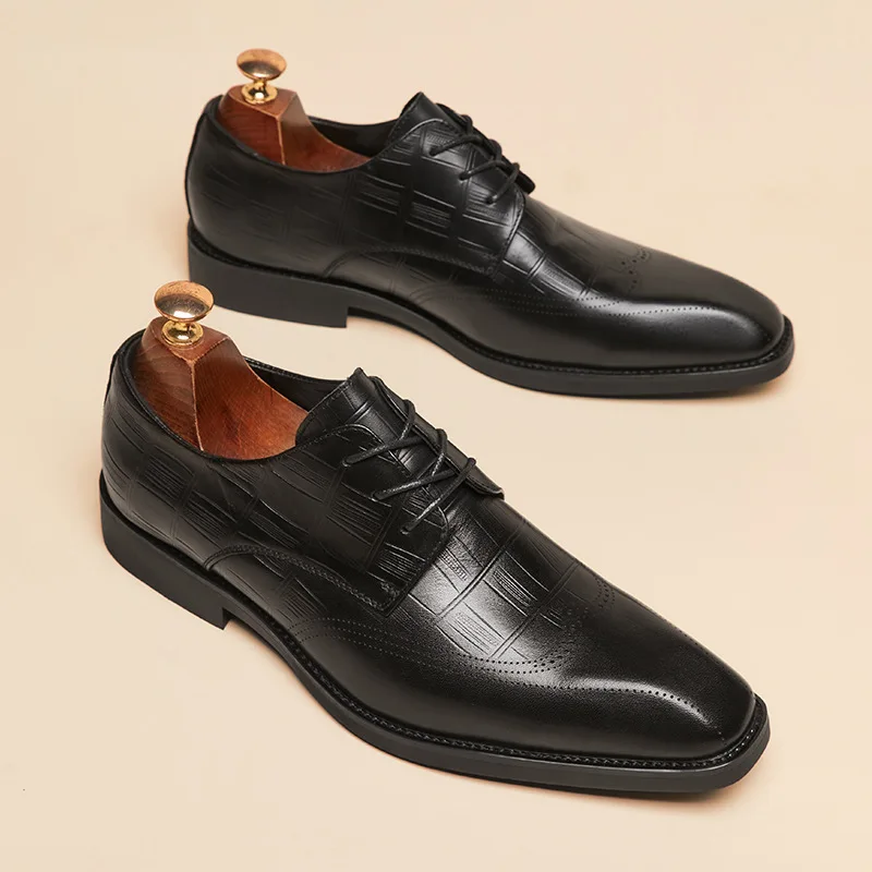 High Quality  Leather Men Brogues Shoes -Up Bullock Business Dress Shoes Derby F - £84.03 GBP