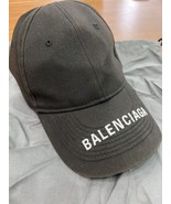 BALENCIAGA Logo Baseball Cap Hat Black Adjustable Size L Used L58 58cm  - £155.01 GBP