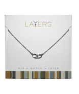 Layers Silver Tone CZ Detail Link Drawstring Slide Necklace - £12.17 GBP