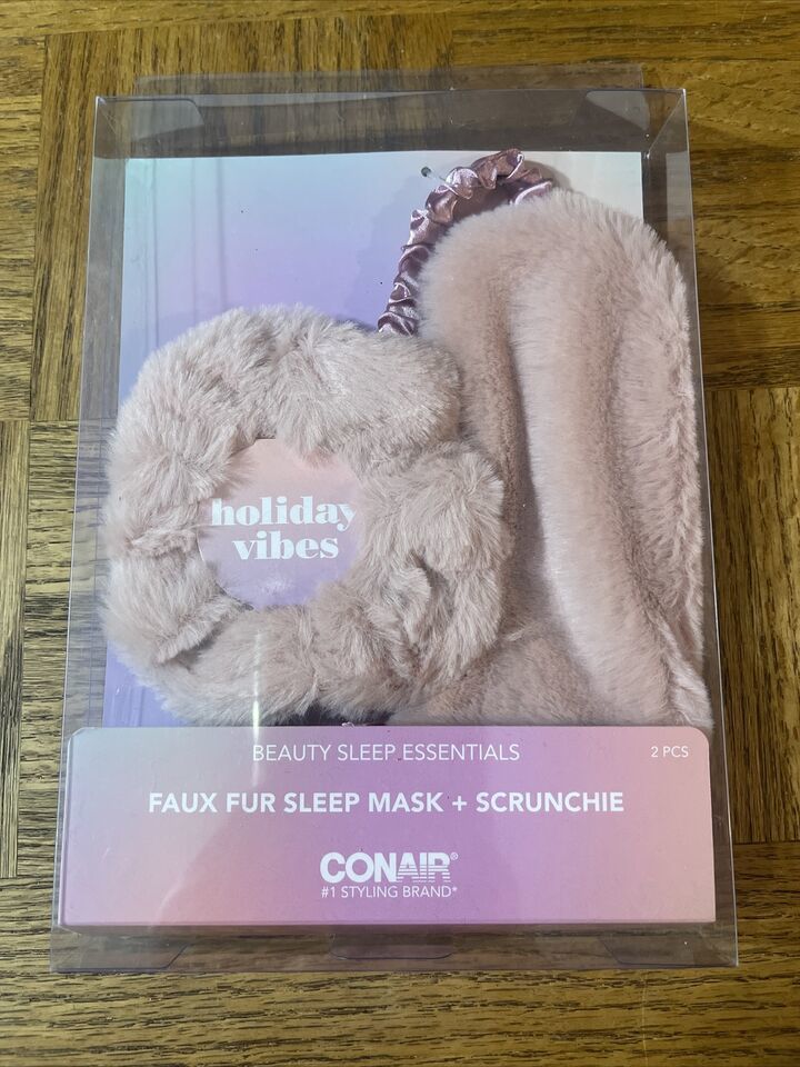 Conair Faux Fur Sleep Mask And Scrunchie-Brand New-SHIPS N 24 HOURS