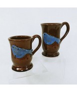 Mugs Pottery Bluebirds Artisan Handmade Signed Dated Set of 2 Different ... - £28.62 GBP