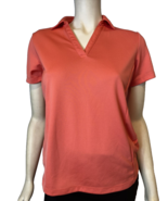 Lady Hagen Hydro-Dry Coral V neck Short Sleeve Collared Golf Shirt Size M - $270.65 MXN