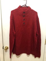 NWT Nautica Pullover Sweater Mens Size XL Red Button Up Mock Neck Wool B... - £17.80 GBP