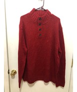 NWT Nautica Pullover Sweater Mens Size XL Red Button Up Mock Neck Wool B... - $22.76