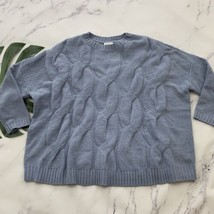 J Jill Chenille Sweater Size XL Petite New Blue Quartz Cable Knit Oversi... - £30.06 GBP