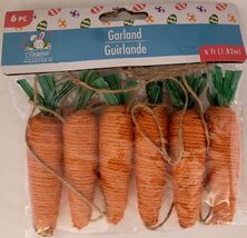 Easter Carrot Garland 6 Jute Carrots w Green Straw on 6’ Jute String - $3.95