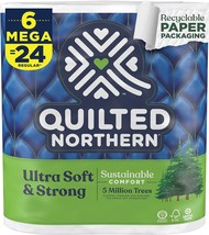 Quilted Northern Ultra Soft &amp; Strong Toilet Paper with Paper Packaging, 6 Mega R - £19.97 GBP