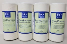 4 NOS EO Essential Oil Foot Powder Lavender &amp; Tea Tree 3.5 oz each - £15.82 GBP