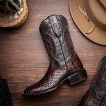 MISSOURI Genuine Snake Skin Cowboy Boot from the Western Collection BlackCherry image 11