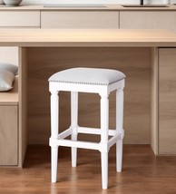 31&quot; Light Gray and White Solid Wood Backless Bar Height Bar Chair - $262.20 CAD